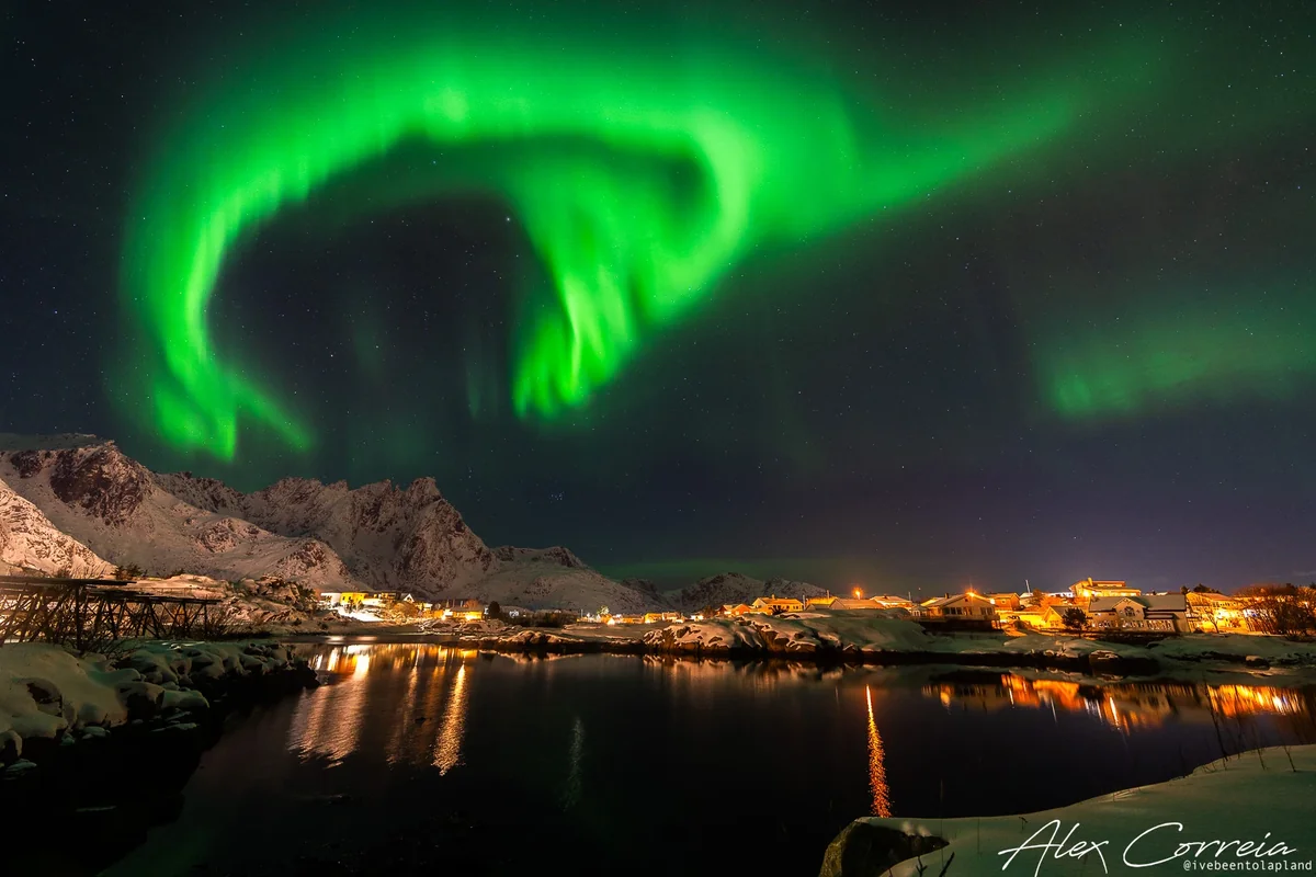 Strong aurora in Lofoten, Norway
