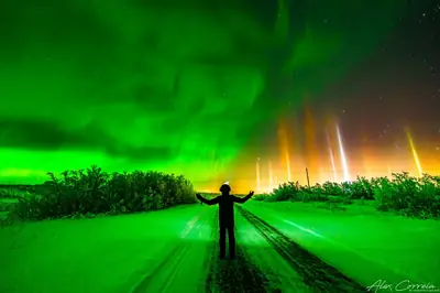 Aurora and light pillars, Norway