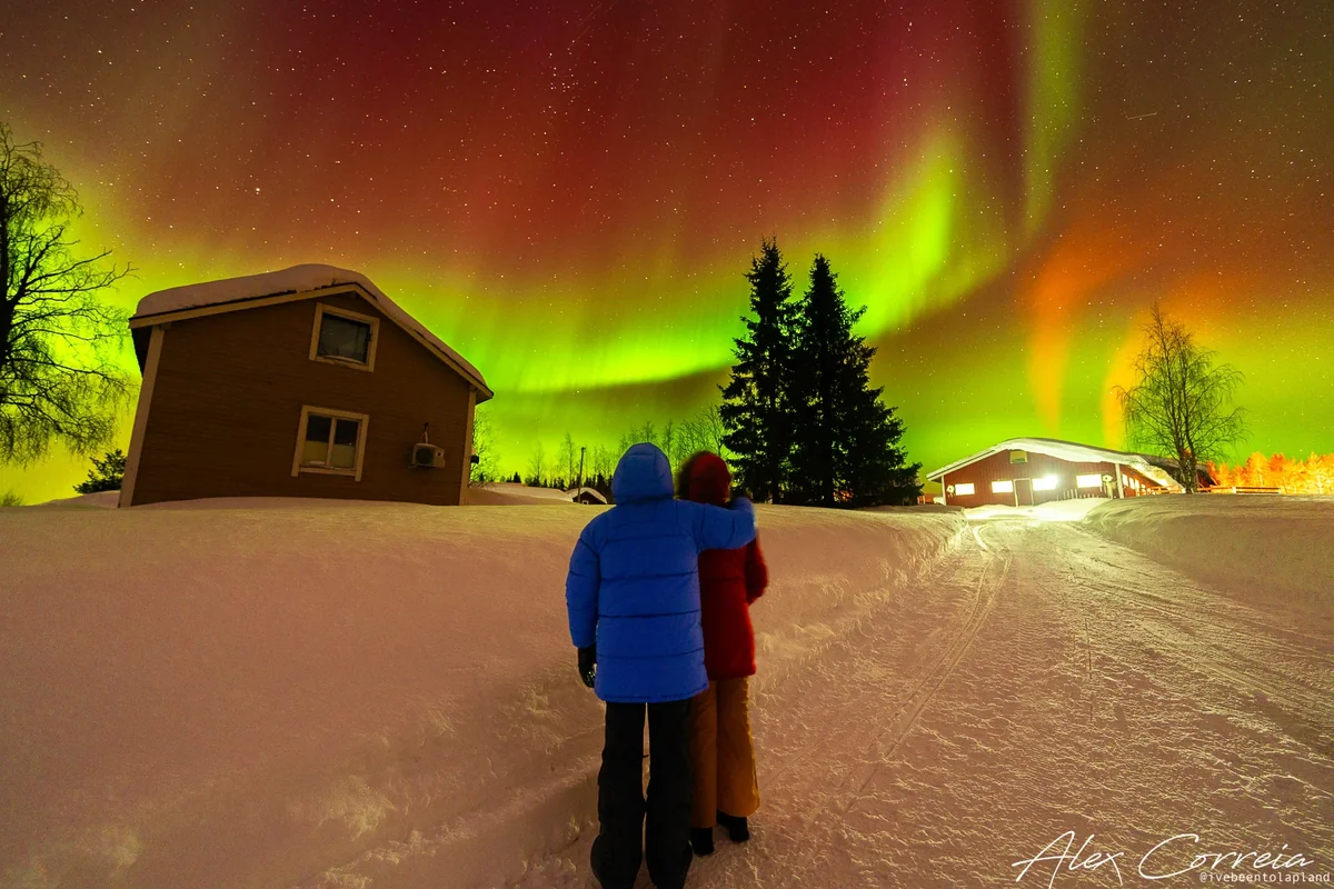 Colorful aurora in Finnish Lapland